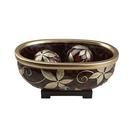 Ok Lighting OK Lighting ORE-4299B 8.25 in. Folius Floral Foliage Decorative Bowl with Spheres ORE-4299B